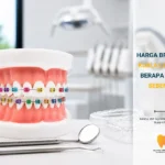 Model gigi memakai braces berwarna-warni sebagai ilustrasi rawatan braces di Kuala Lumpur