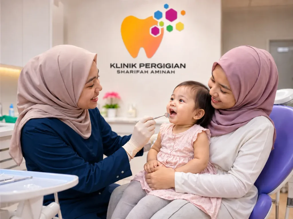 Pemeriksaan gigi pertama bayi bersama doktor gigi kanak-kanak di Klinik Pergigian Sharifah Aminah