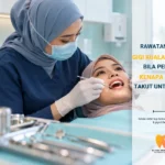 Pesakit wanita Melayu sedang menjalani rawatan akar gigi di klinik pergigian moden di Kuala Lumpur